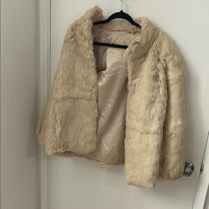 Women's Beige Faux Fur Jacket